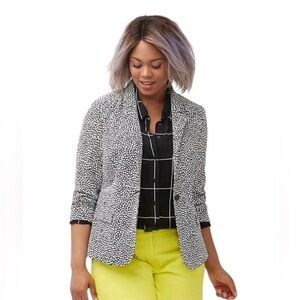 NEW Lane Bryant Modernist Black White Animal Print Blazer Jacket Plus Size 28